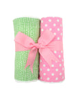 3MARTHAS Burp Cloth Set/2 Pink/Green