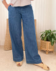 FRANK & EILEEN Madeline Patch Pocket Pull-On Pant Distressed Indigo Wash