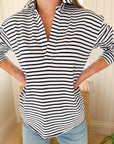 FRANK & EILEEN Patrick Popover Navy French Stripe Jersey