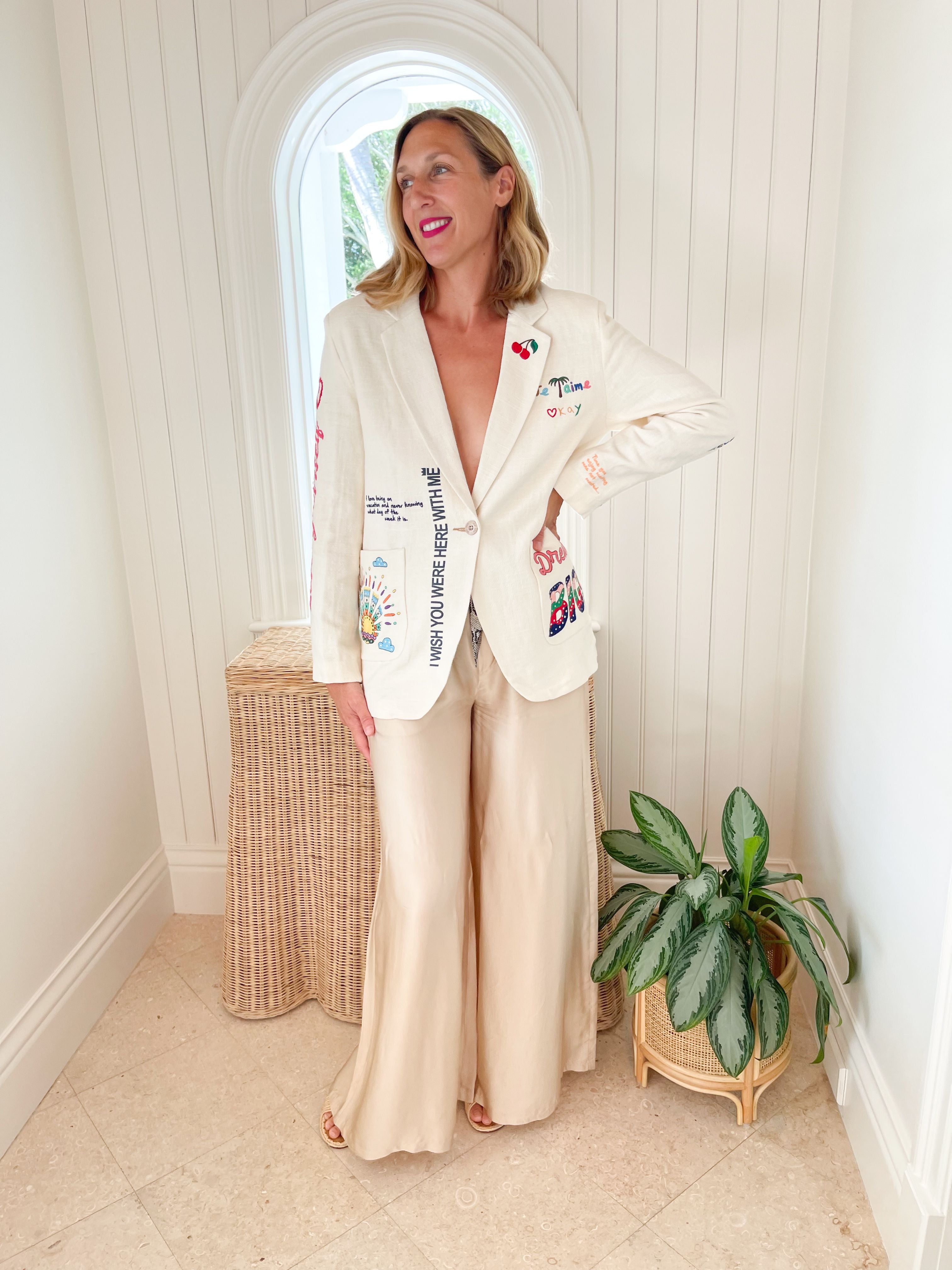 FINAL SALE ME369 Annie Wide Leg Pants Sand