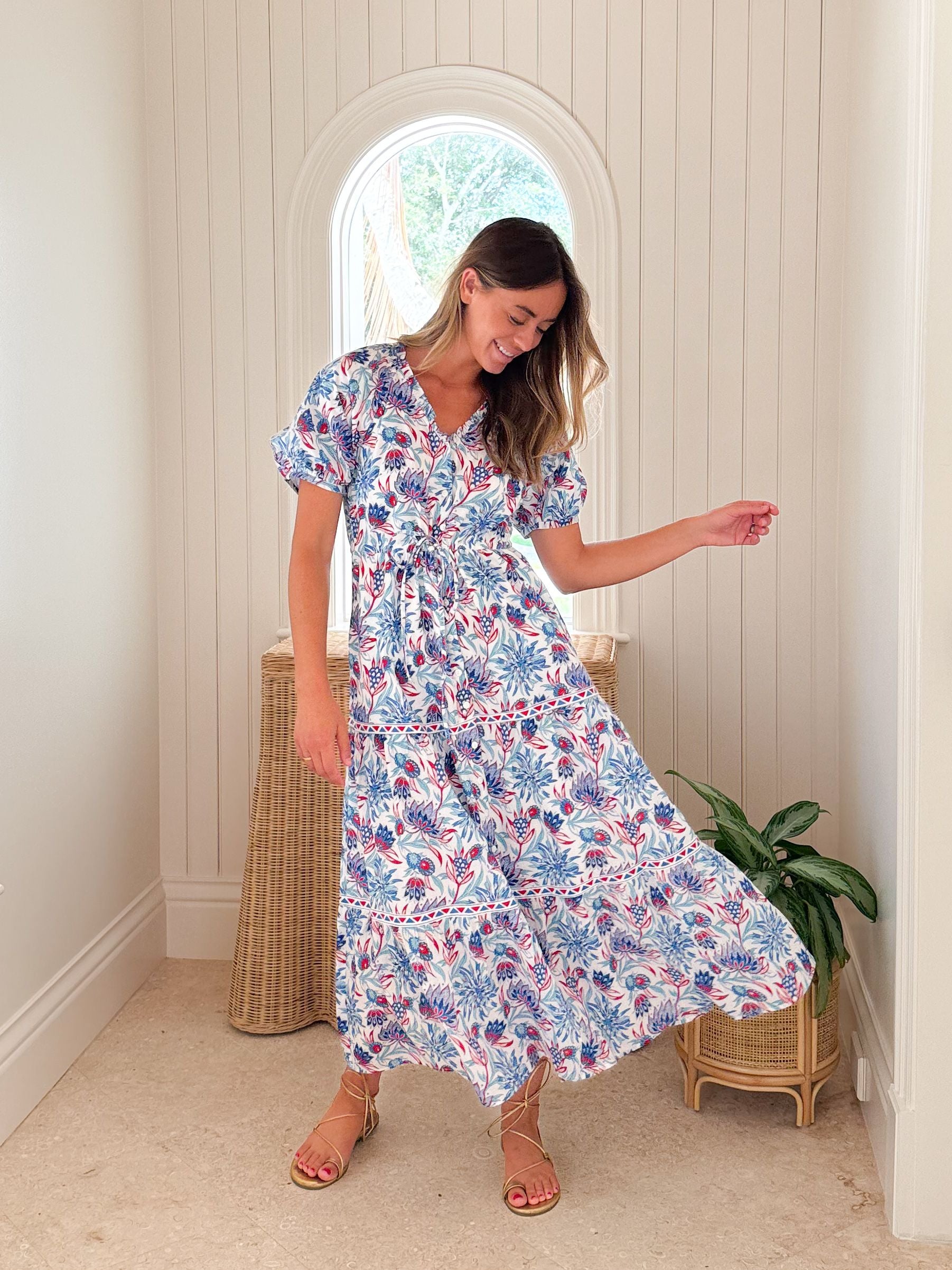 BANJANAN Poppy Dress Philippa Azure