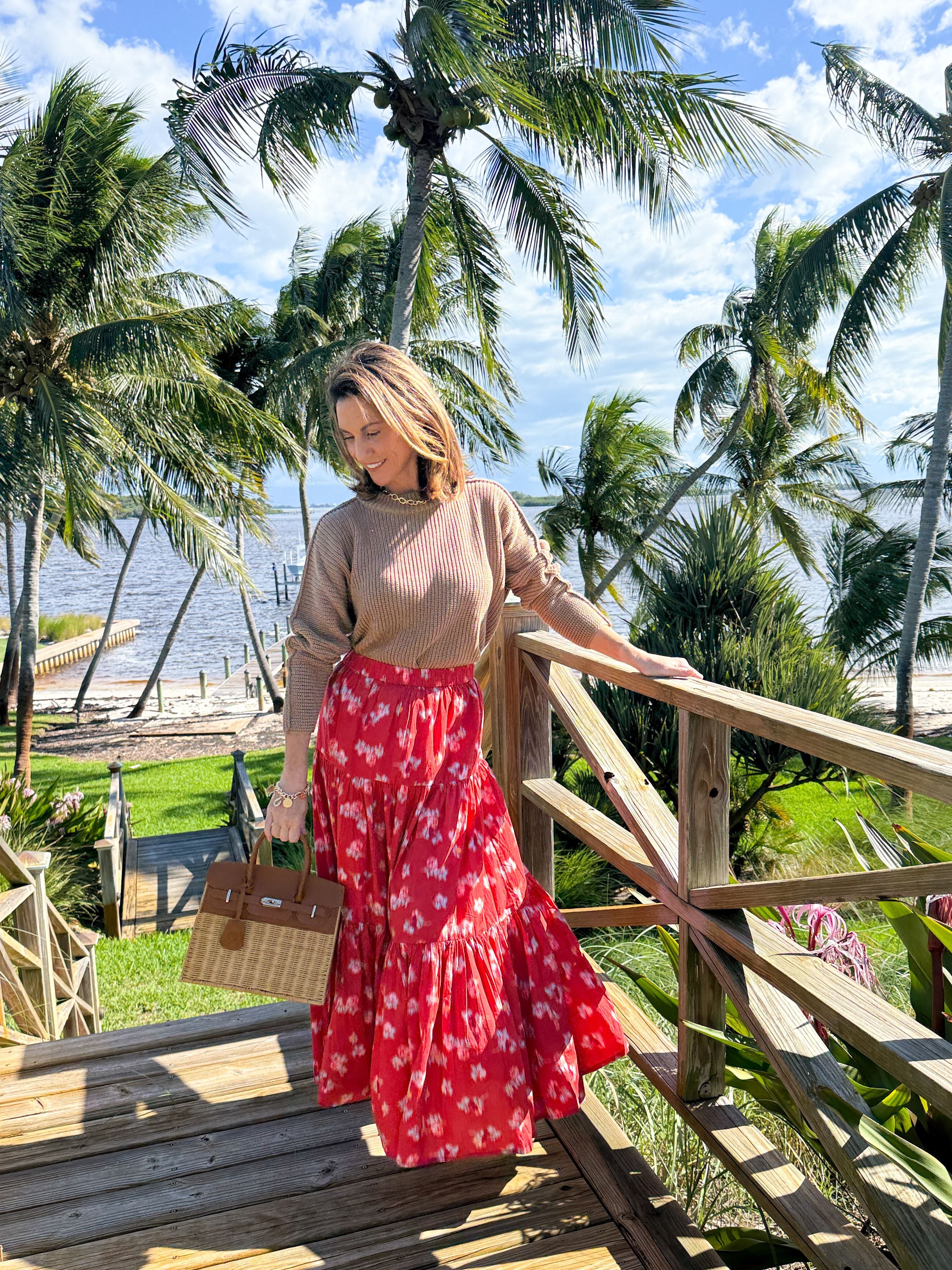 OLIPHANT Tiered Maxi Skirt Lebombo Rust