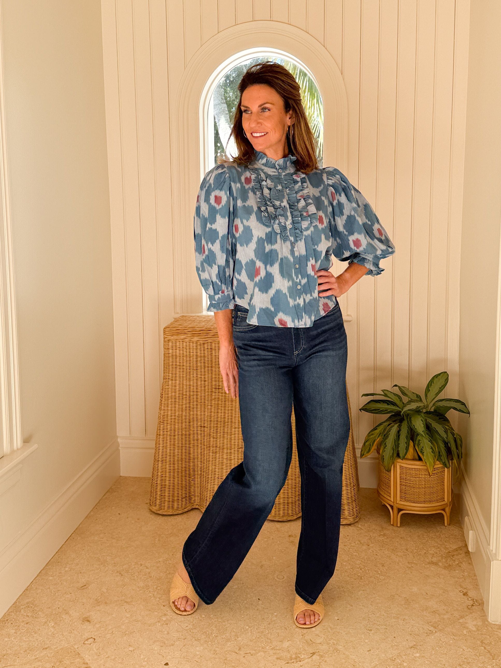 OLIPHANT Ruffle Front Button Blouse Jinja