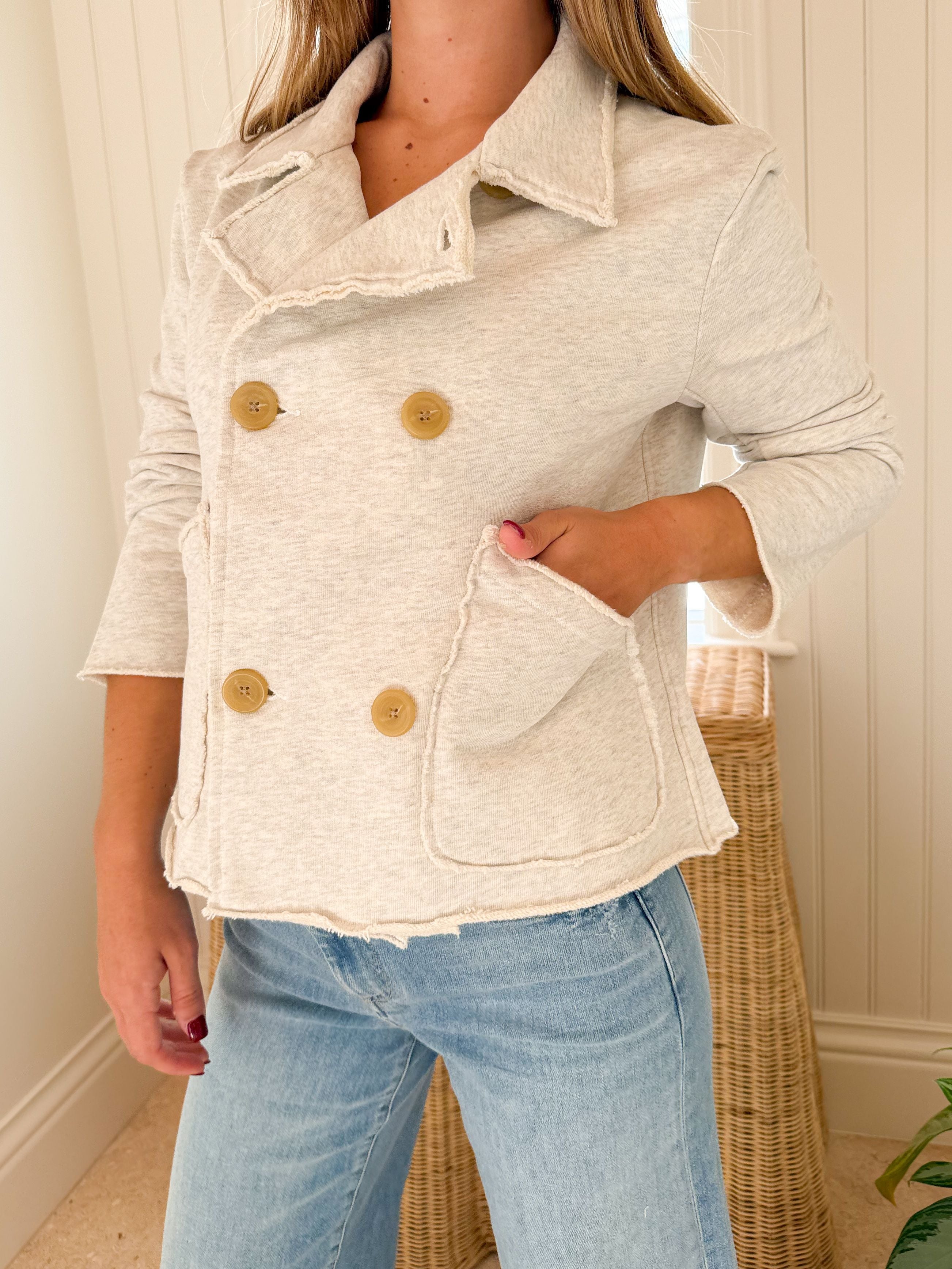 FRANK & EILEEN Mini Belfast Crop Peacoat Heather White Melange