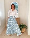 PINK CITY PRINTS Rah Rah Skirt Indigo Border