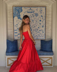 KASIA Cosmos Strapless Smocked Maxi Dress Red