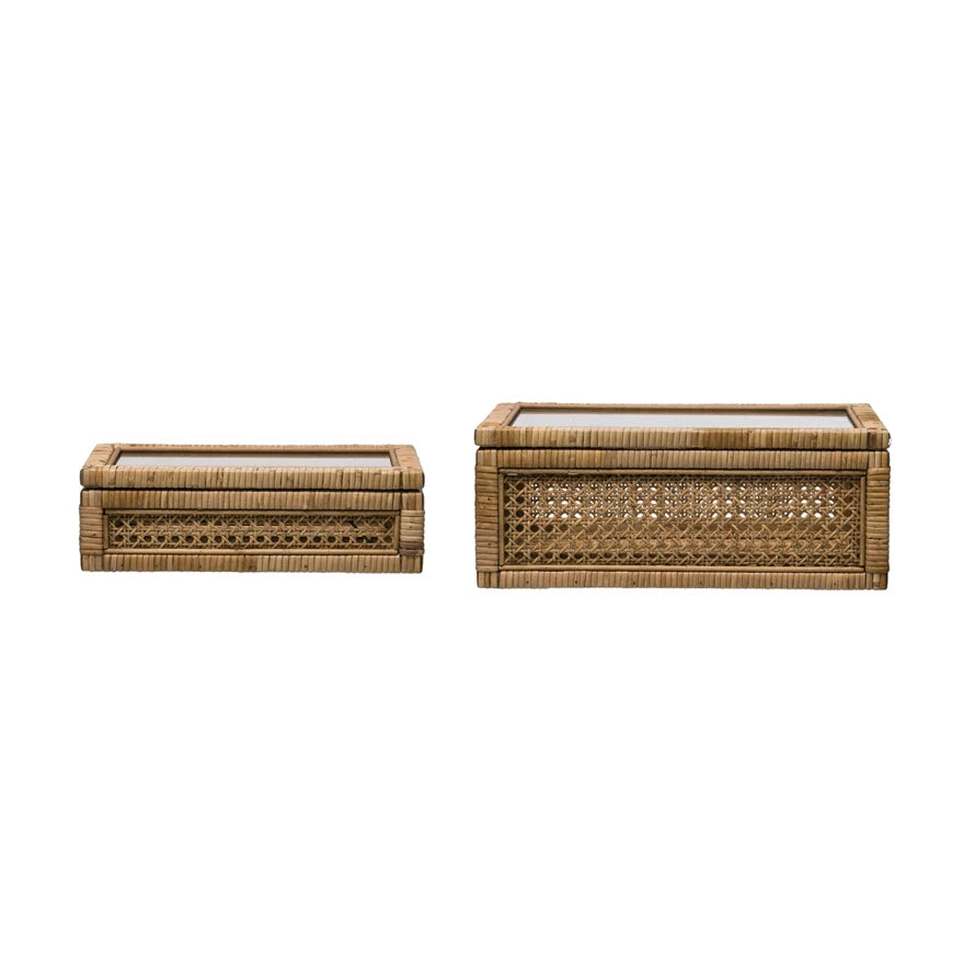 Rattan & Glass Display Box