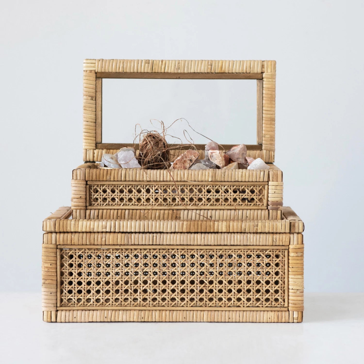Rattan & Glass Display Box