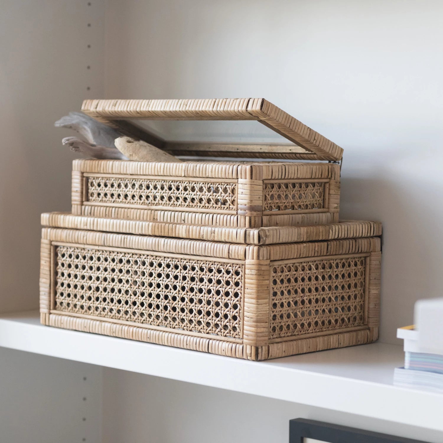Rattan & Glass Display Box