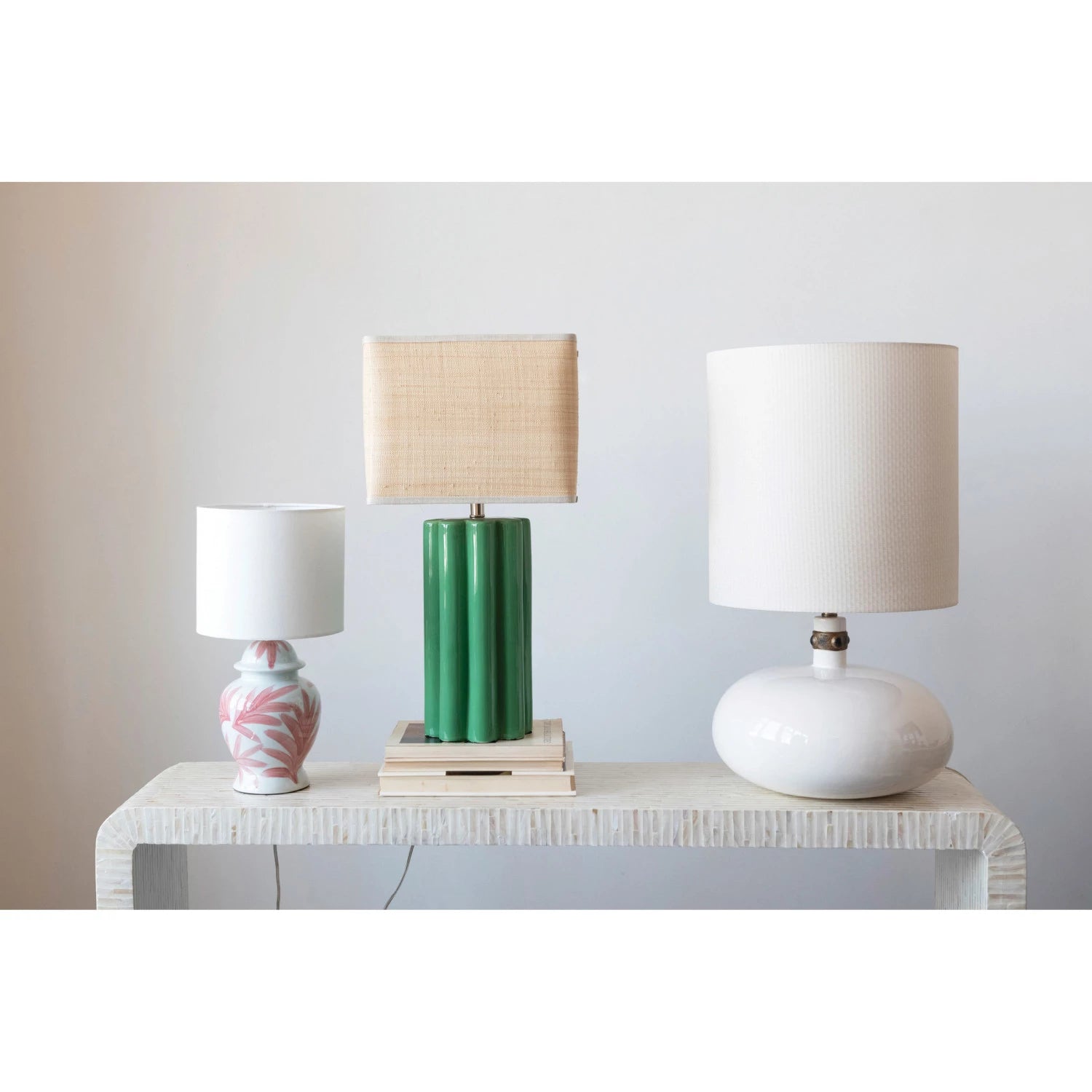 Stoneware Table Lamp w/ Raffia Shade