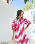 CARYN LAWN Cabana Dress Red Stripe