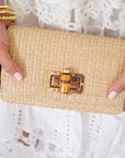 Lilly Straw Clutch Bamboo Toggle