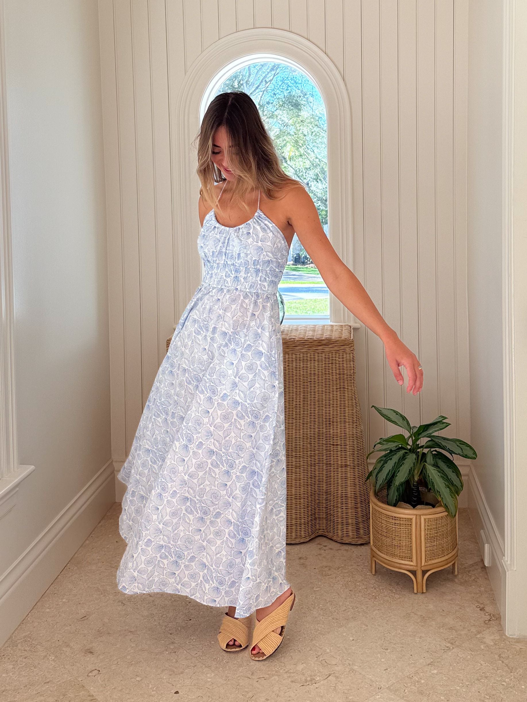 cotton dress on sale Knox 100% Maxi in Cream *Final Sale* Small feature_Sheer Long Sleeves Number of Drawers|cl:6-Drawer fit Puff Sleeves V Loz | Light Pink