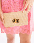 Lilly Straw Clutch Bamboo Toggle