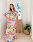 WALKER & WADE Seychelles Kaftan Turquoise Fuchsia