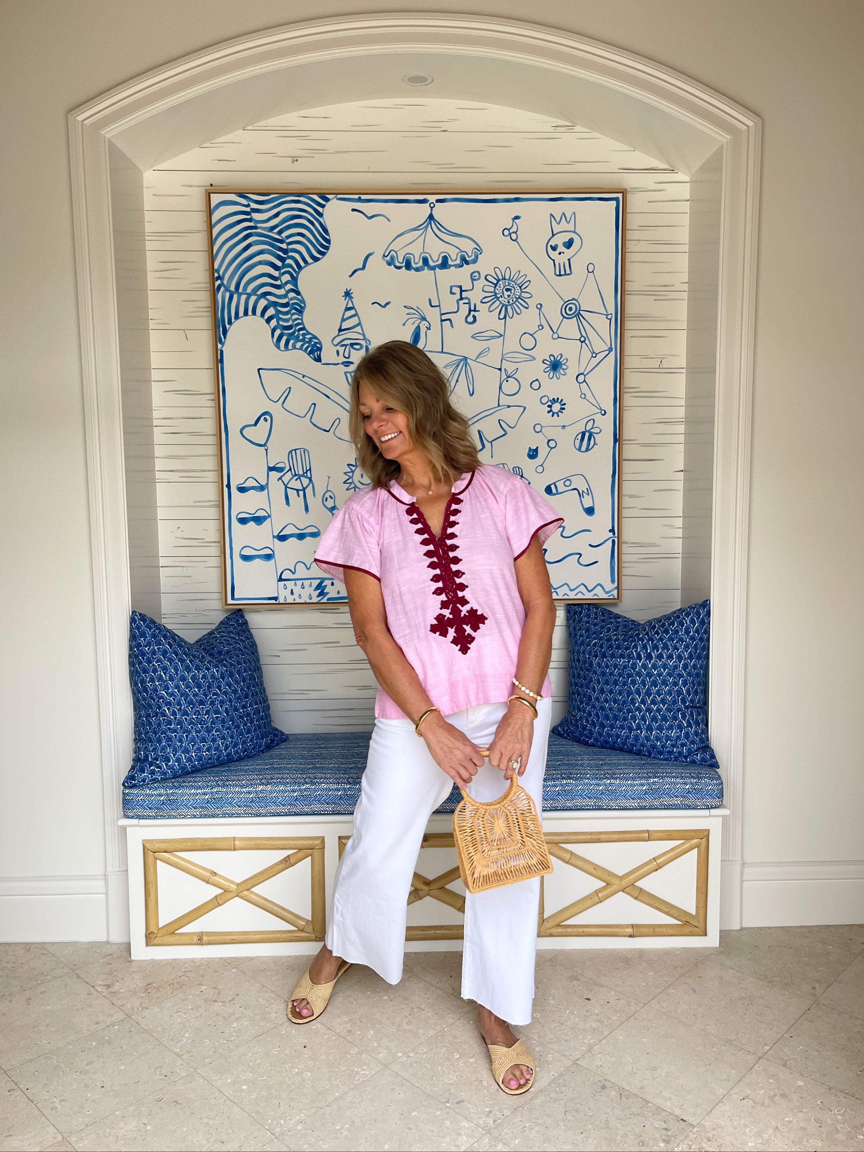 FINAL SALE ROSE AND ROSE Upminster Top Pink w/ Wine