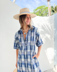 OLIPHANT Collared Mini Shirt Dress Beckett Navy