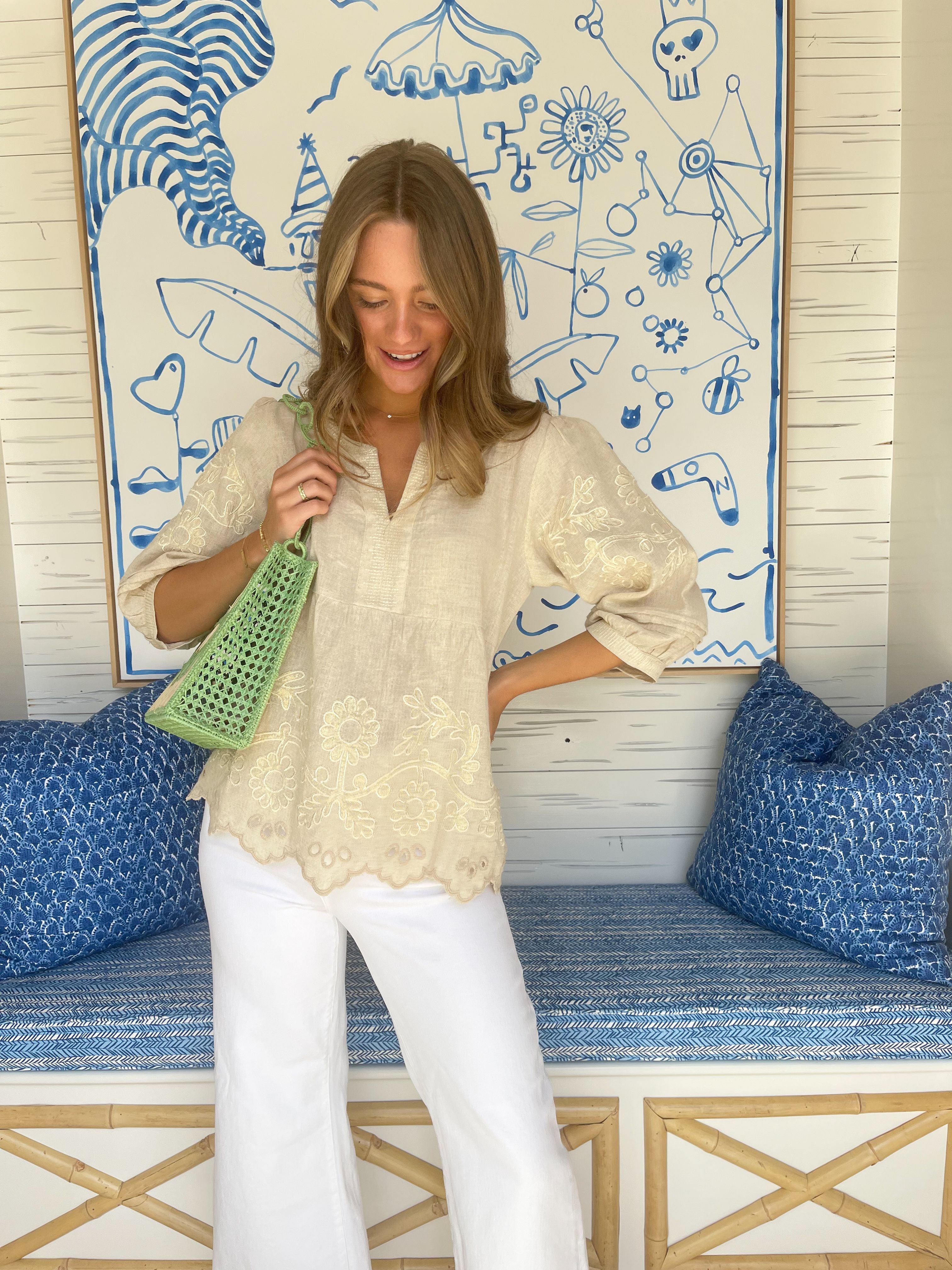 FINAL SALE ROSE AND ROSE Goldhawk Top Natural with Gold