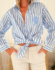 FRAE The Kathy Button Down Shirt Harbour Blue Stripe