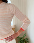 JUMPER 1234 Cashmere Tipped Little Stripe Crew Sakura Lily Candy