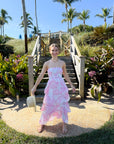 FINAL SALE FINAL SALE FELICITE Strapless Tier Maxi Baby Pink Palm