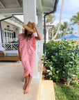 FINAL SALE WALKER & WADE Santorini Kaftan Coral Zebra