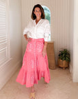 OLIPHANT Button Front Skirt Raton Pink