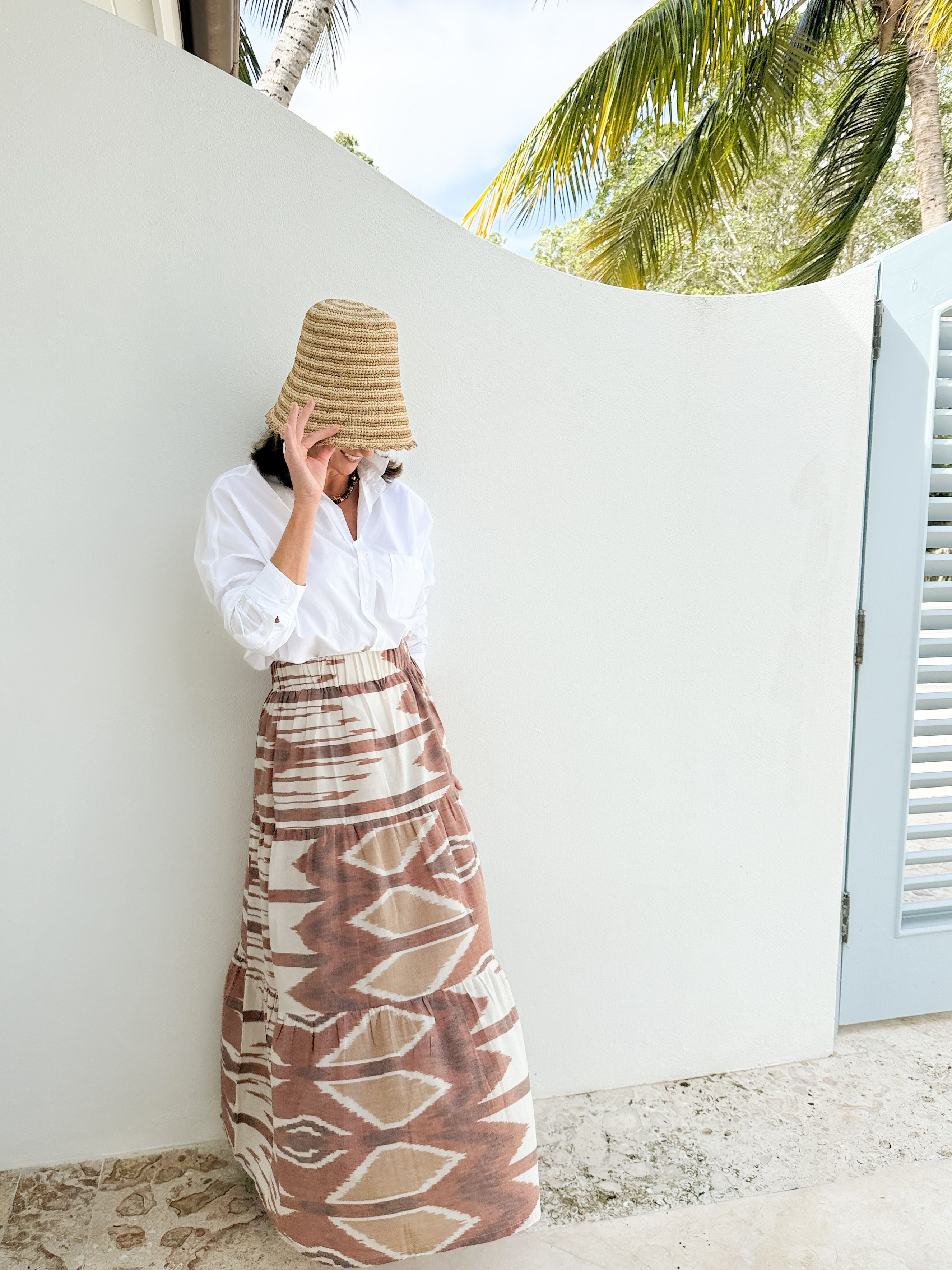 BEAU & RO Abby Skirt Brown Ikat