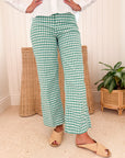 FRANK & EILEEN Wexford Wide Leg Pant Green Gingham