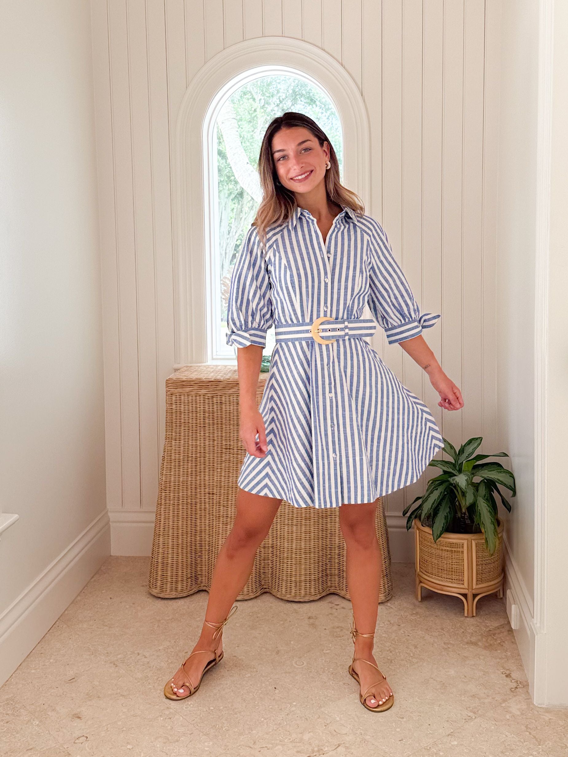 seersucker mini dress Cara Cara Caro Blue Stripe Belted 2020 wedding dresses self-portrait - Olive Rhinestone The Paint it Seersucker Size:Us Size 14