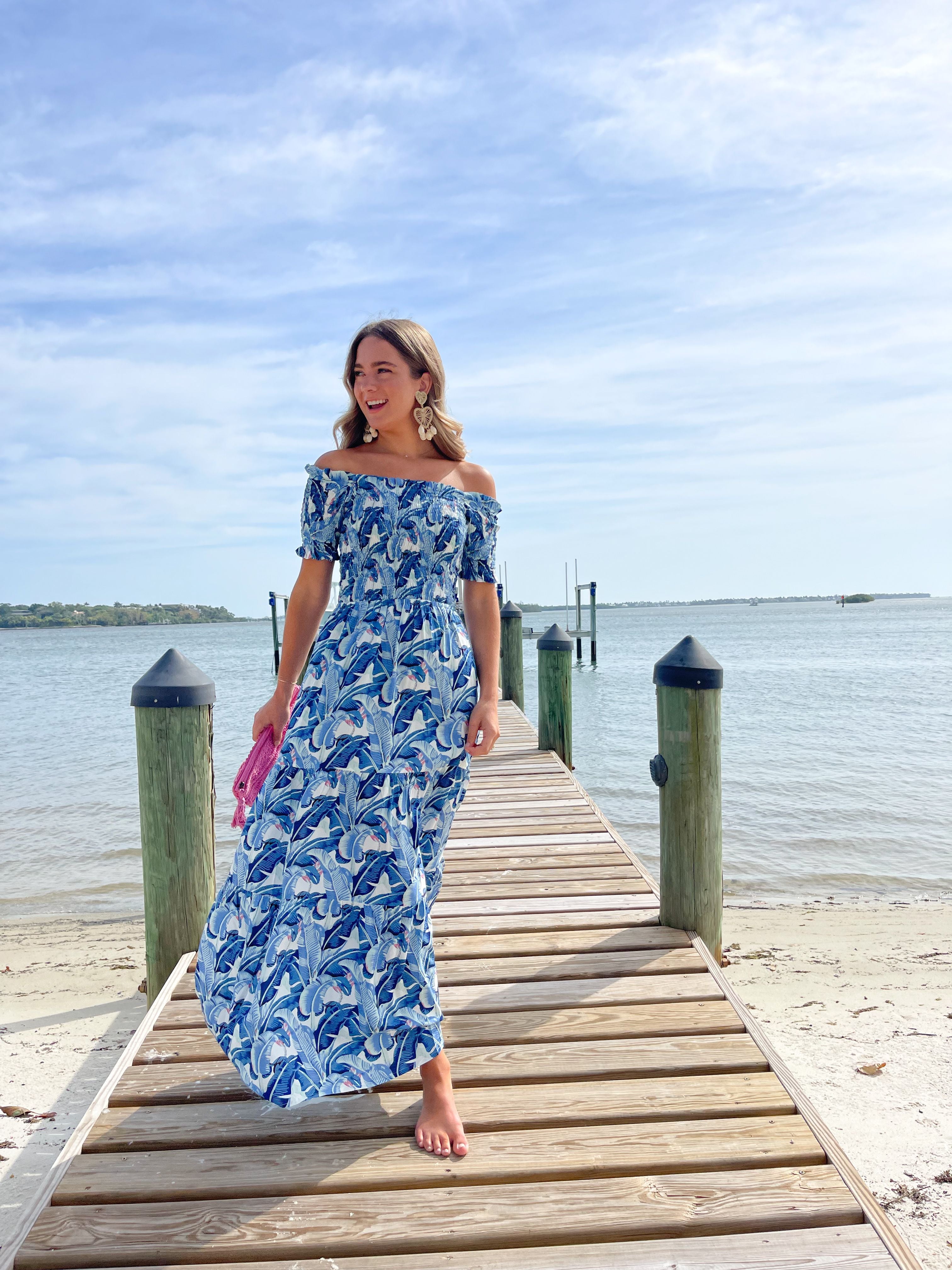 WALKER & WADE Mystique Dress Cobalt Tropical