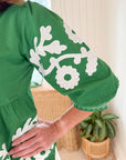 ROSE AND ROSE Daisy Applique Top Gladiola Green