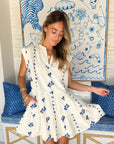 OLIPHANT Roll Sleeve Dress Wicklow Blue