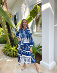 FINAL SALE GUADALUPE Ariel Ikat Dress Blue