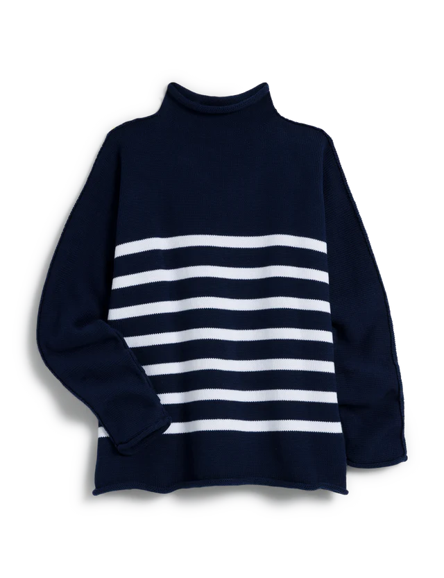 FRANK & EILEEN Monterey Sweater Navy w/ White Stripe