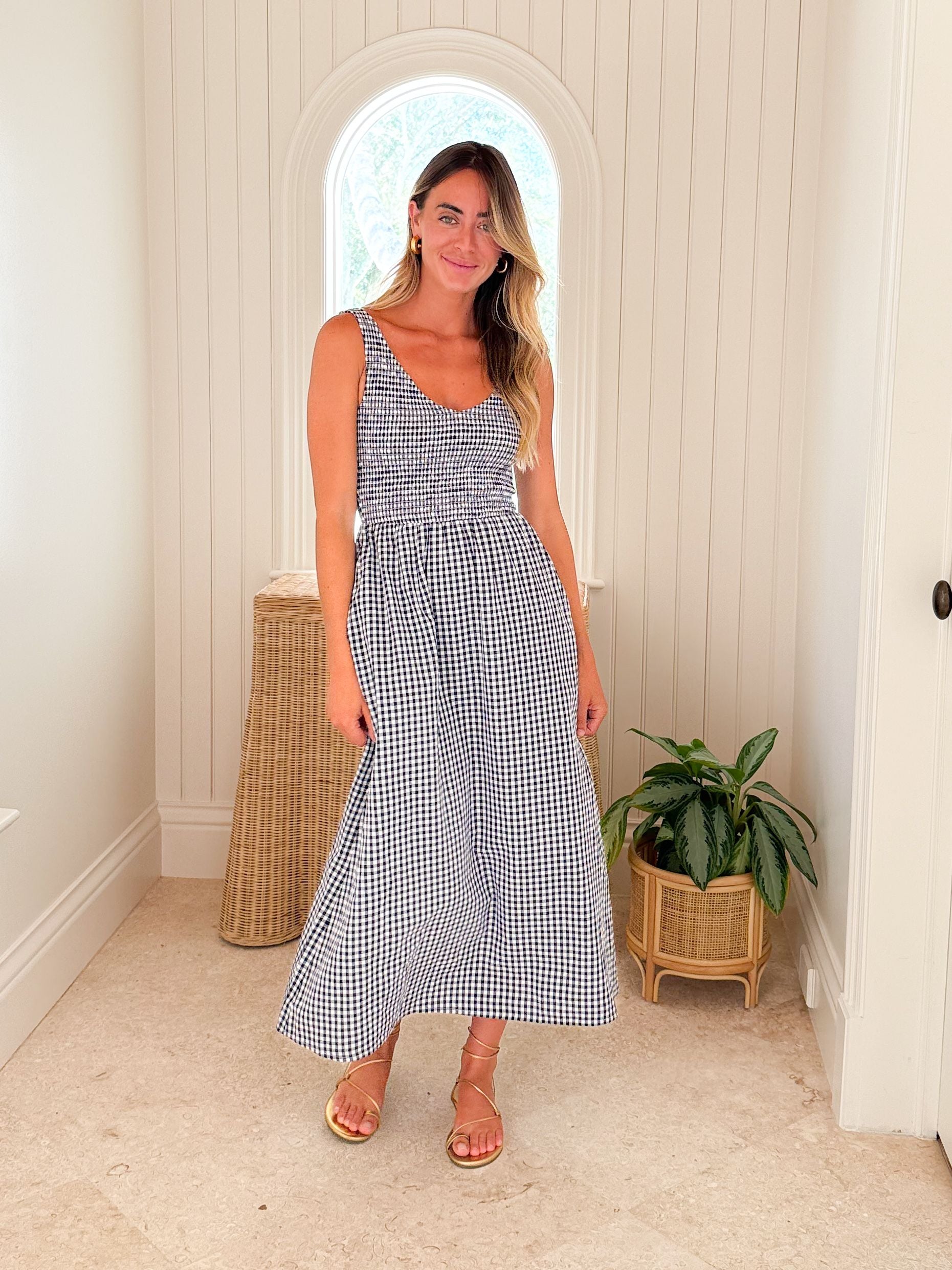 chinese dress ladies FINAL SALE MAREA Cora Dress Navy Gingham – Matilda's Life Style