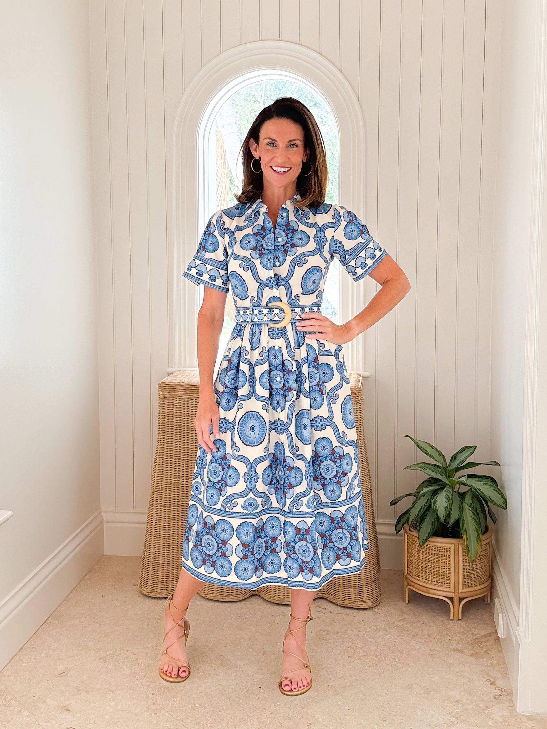 foufou　bicolar classical check dress CARA CARA Malena Dress Mod Floral Blue – Matilda's Life Style