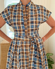 NAVYBLEU Winnie Long Dress Brown Plaid