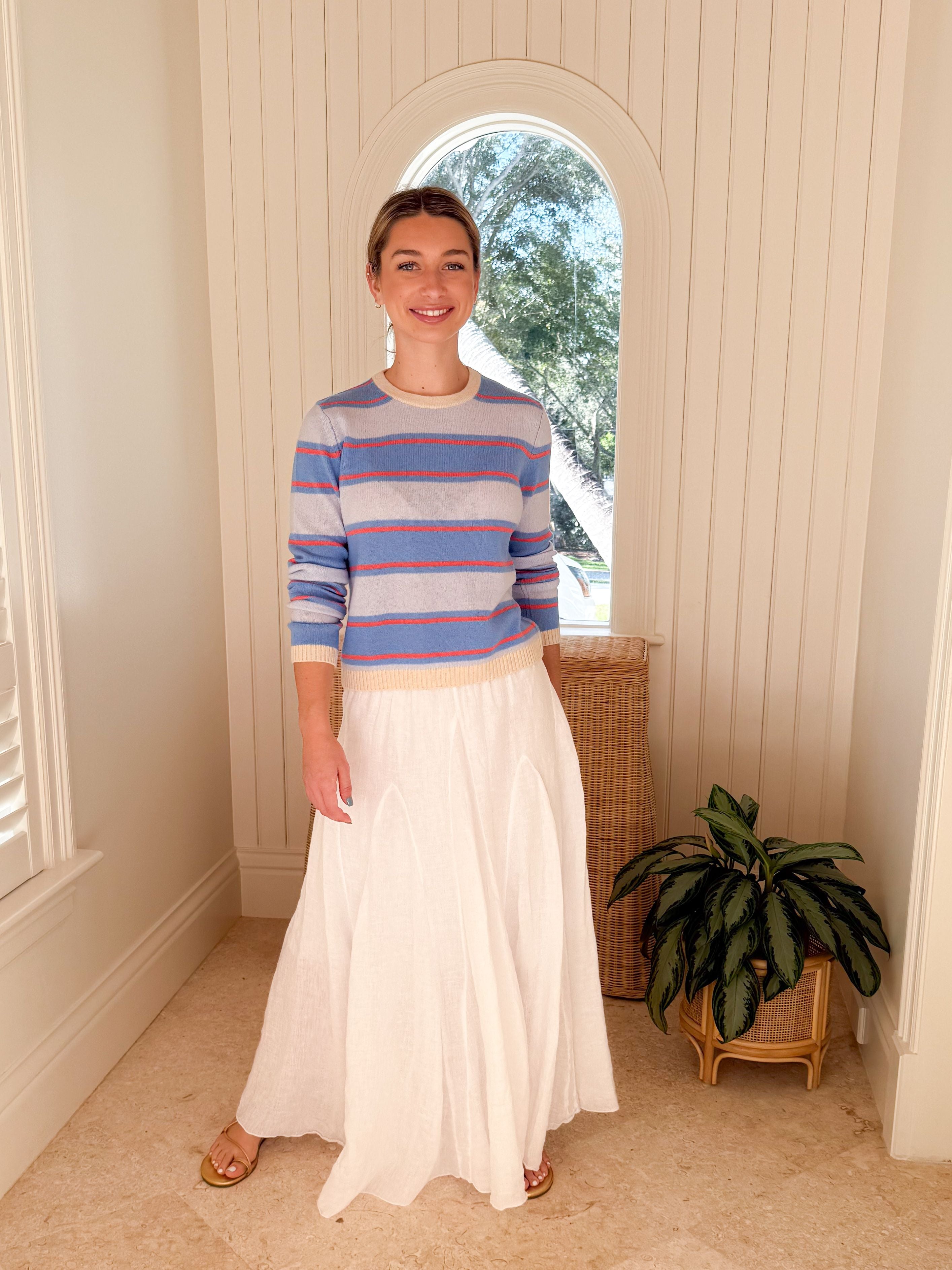 JUMPER 1234 Deckchair Stripe Crew Oatmeal, Skylar, Cerise & Azure
