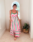 PINK CITY PRINTS Puglia Dress Watermelon Stripe