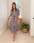 LOLA AUSTRALIA Austen Midi Dress Starburst Latte