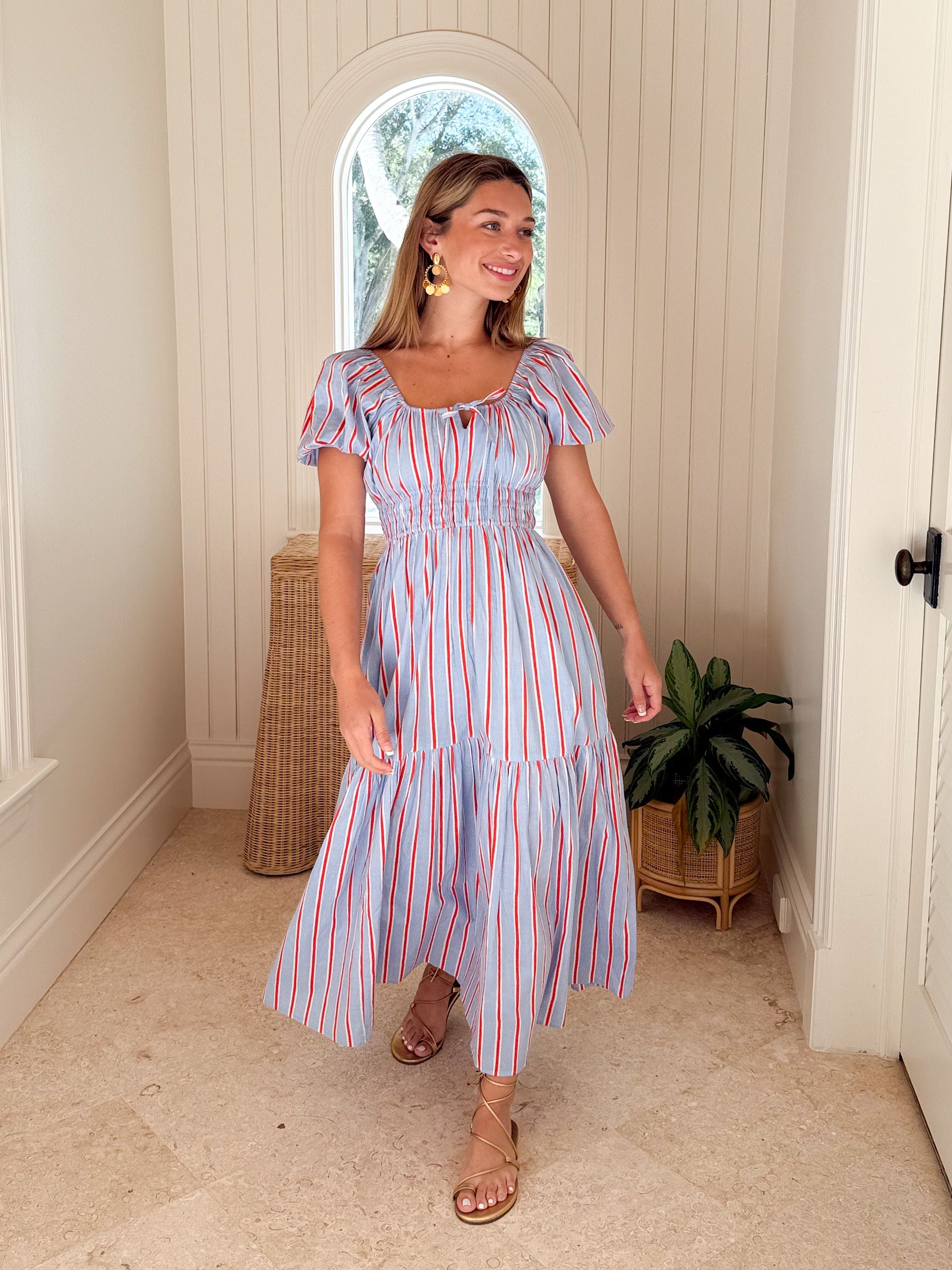 PINK CITY PRINTS Katie Dress Poets Stripe