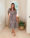 LOLA AUSTRALIA Austen Midi Dress Starburst Latte