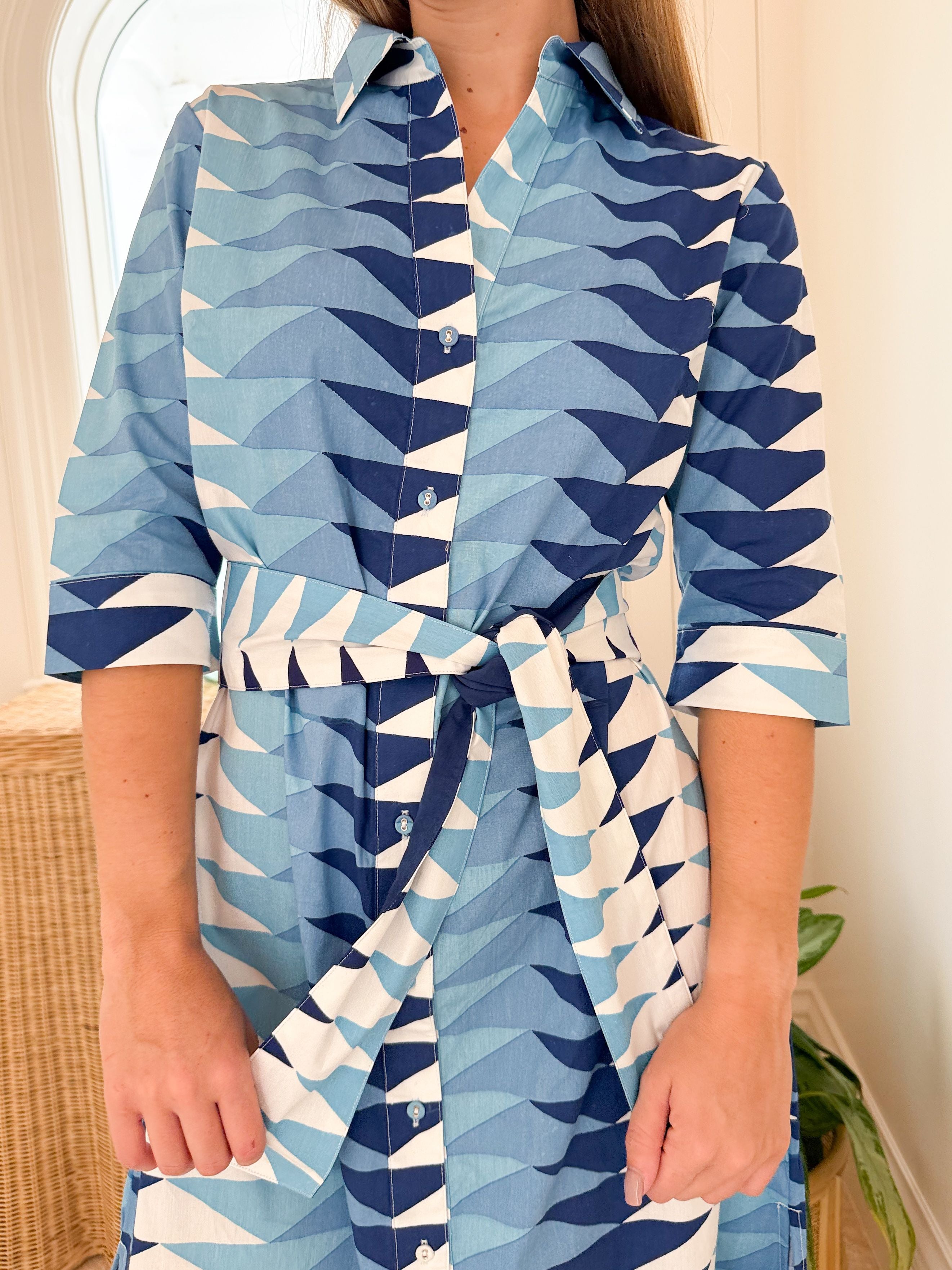 BEAU & RO Eloise Dress Ocean Bagru Triangle
