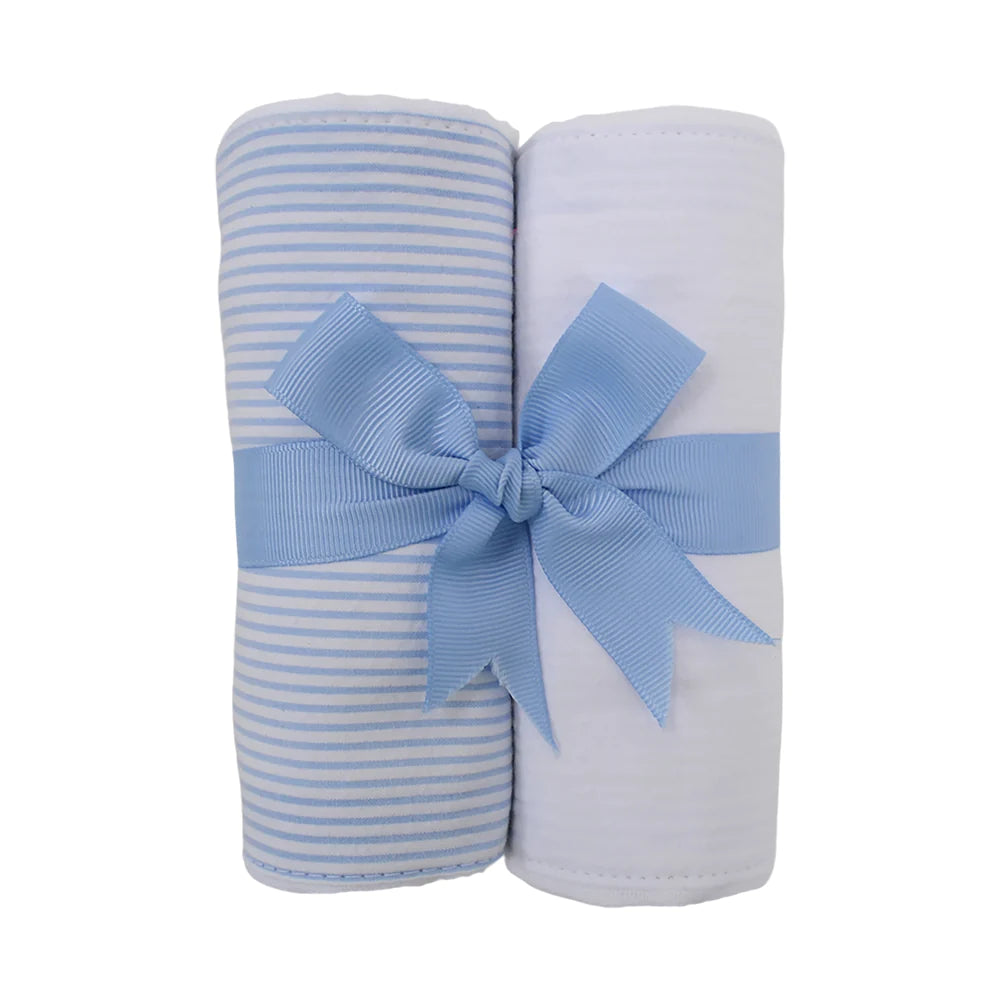 3MARTHAS Burp Cloth Set/2 Blue/White