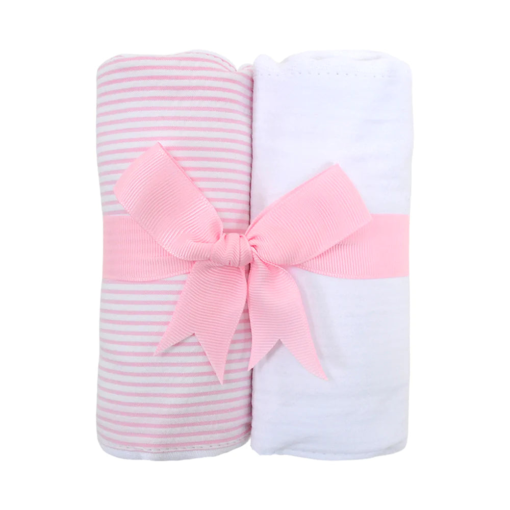 3MARTHAS Burp Cloth Set/2 Pink/White