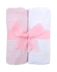 3MARTHAS Burp Cloth Set/2 Pink/White