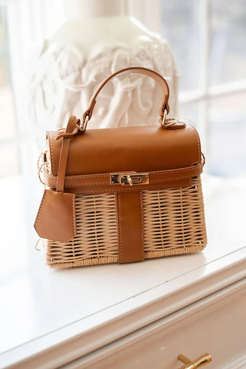 LISI LERCH Celine Wicker Handbag Camel