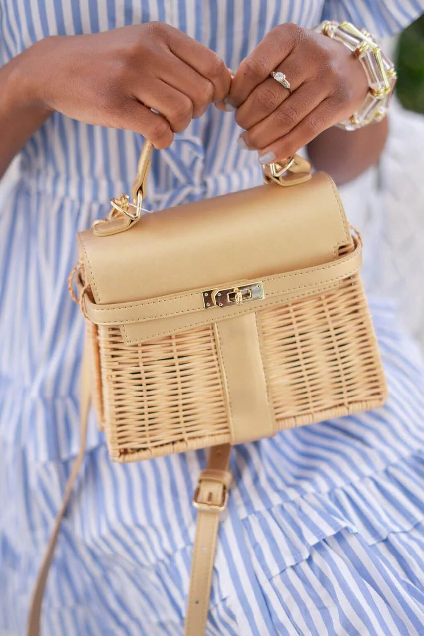 LISI LERCH Celine Wicker Handbag Gold