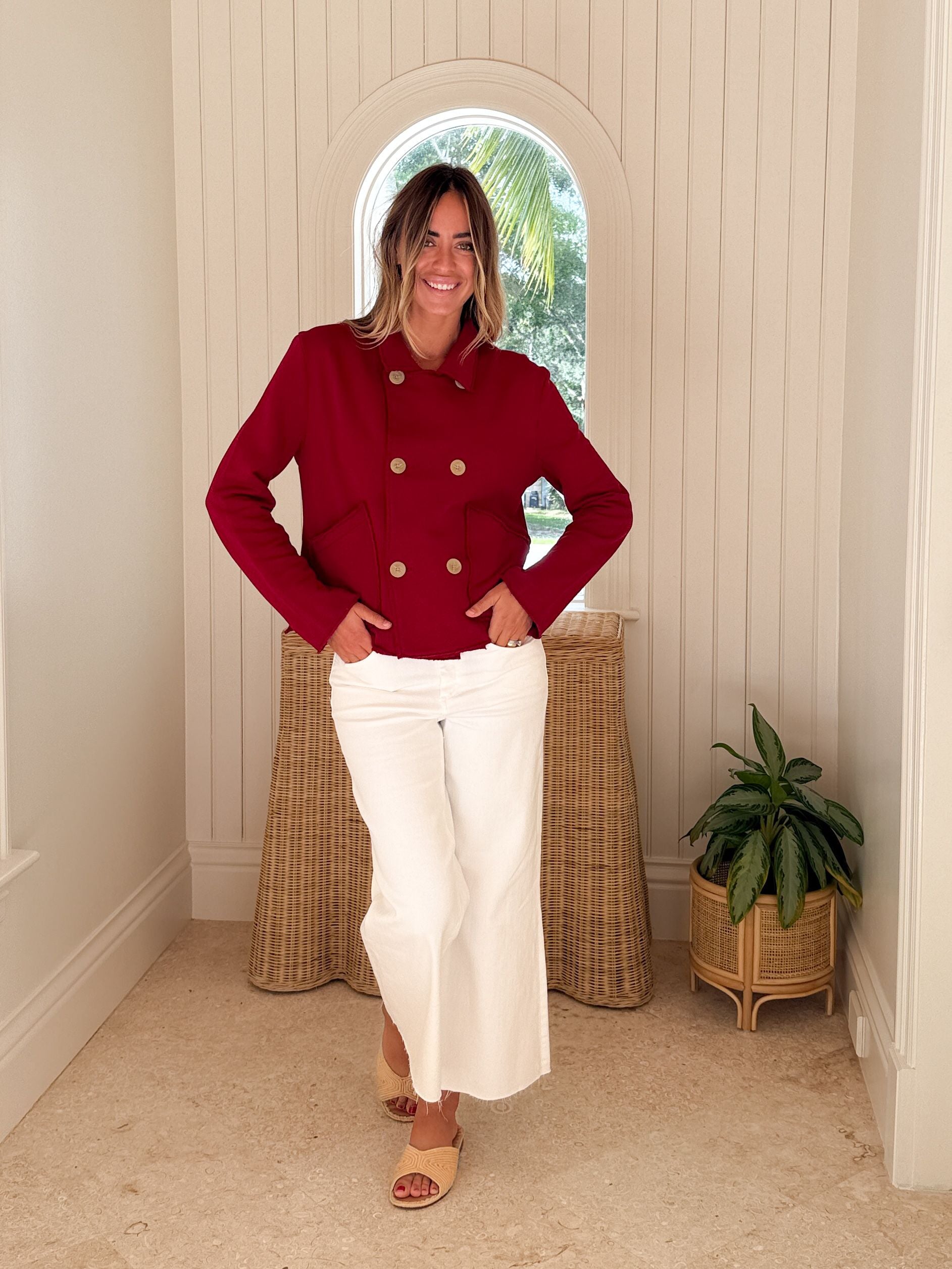 FRANK & EILEEN Mini Belfast Crop Peacoat Garnet